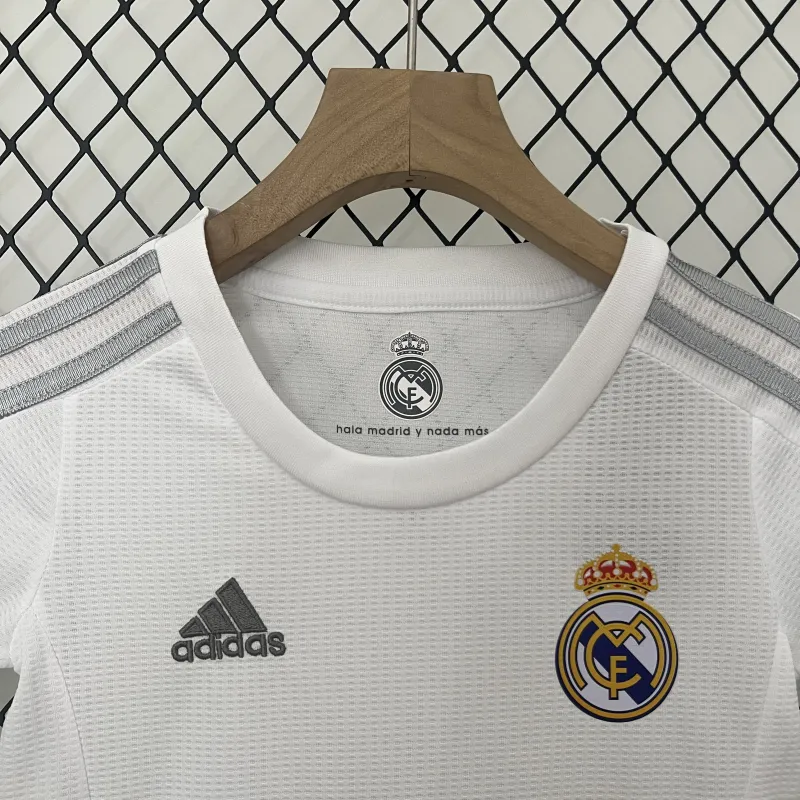 15/16 Real Madrid Retro home white kids kit