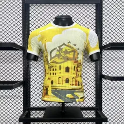2024 Brazil Yellow Special Player Version Men's Jersey, front view showcasing crest and design.