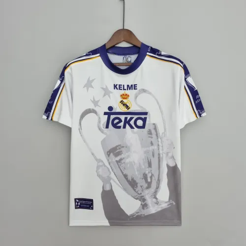 97/98 Real Madrid Retro Champions League 7 Champions Edição comemorativa camisola de futebol branca