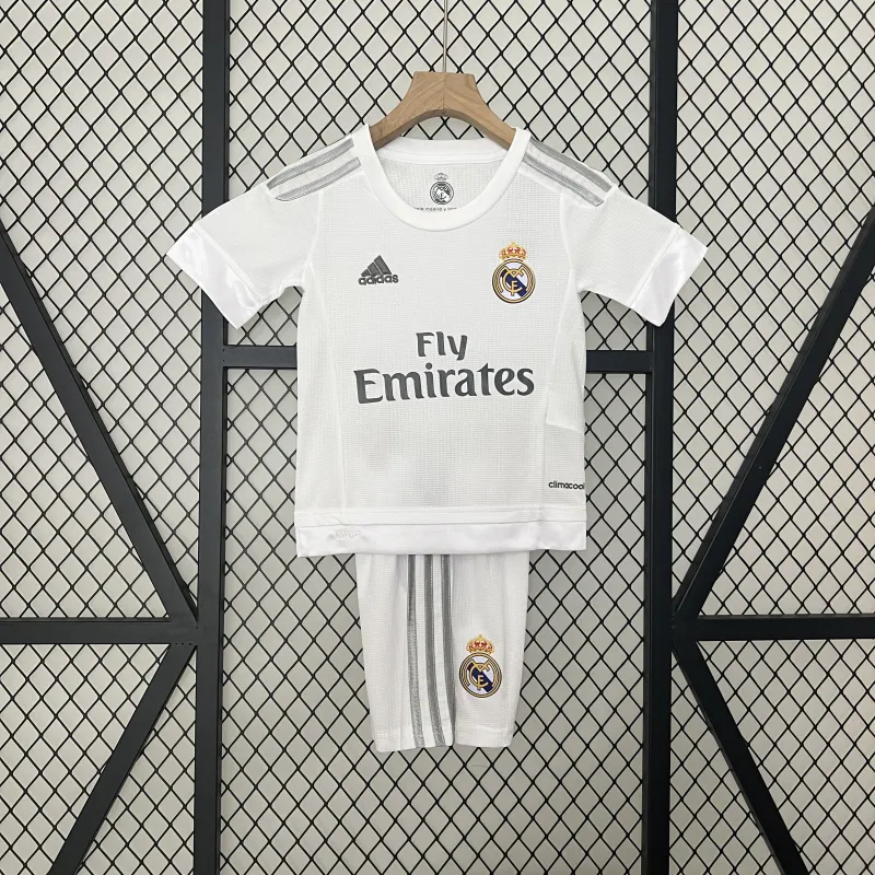 15/16 Real Madrid Retro home white kids kit