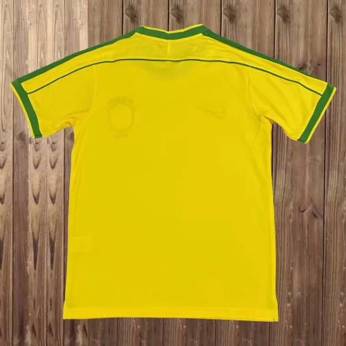 1998 World Cup Brazil Home Retro Signed Edition Yellow Soccer Jersey