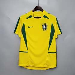 2002 World Cup Brazil home Retro Men's Soccer Jersey, full front view with crest.