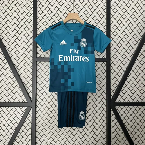 Real Madrid Auswärts-Dritttrikot für Kinder, blau, Retro-Design, Saison 17/18
