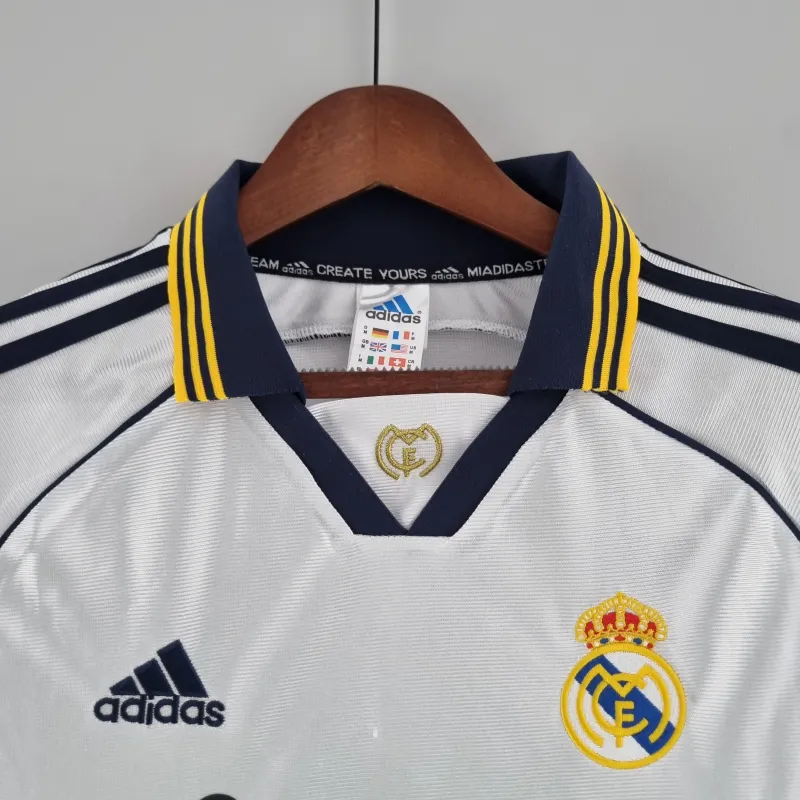 Camisola de futebol branca do Real Madrid Retro Home 2000