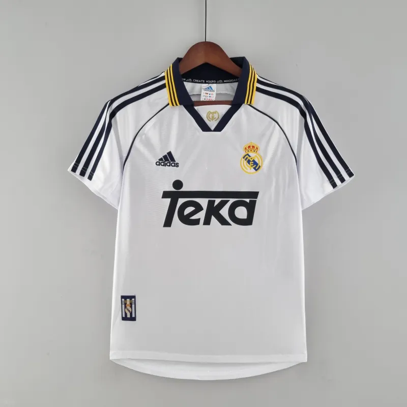 Camisola de futebol branca do Real Madrid Retro Home 2000