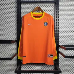 1998 World Cup Brazil Goalkeeper Retro Long Sleeves Jersey - product photo 1998 World Cup Brazil Goalkeeper Retro Long Sleeves Men's Jersey, front view with crest.