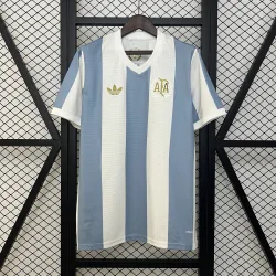 2024 Argentina 50th Anniversary Soccer Jersey - product photo 2024 Argentina 50th Anniversary Men's Soccer Jersey, front view showcasing crest and stripes.