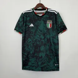 2023 Italy Training Green Men's Soccer Jersey front view with crest and sponsor.