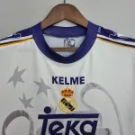 Camisola de futebol branca do Real Madrid Retro 7 Champions League Edição Comemorativa 97/98