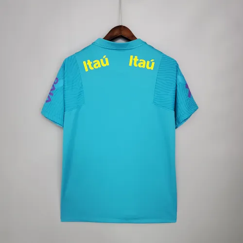 2021 Retro Brazil Training Blue Soccer Jersey