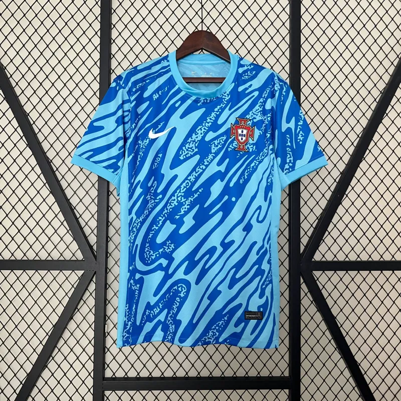 2024 Portugal Goalkeeper Blue Soccer Jersey