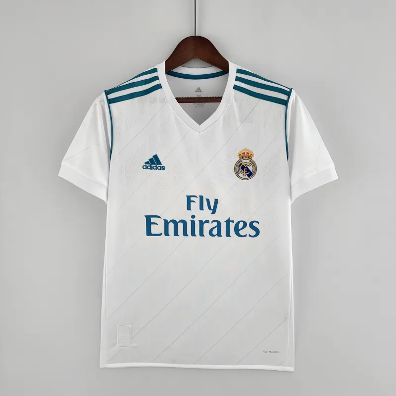 Maillot de football blanc rétro domicile du Real Madrid 2017-2018
