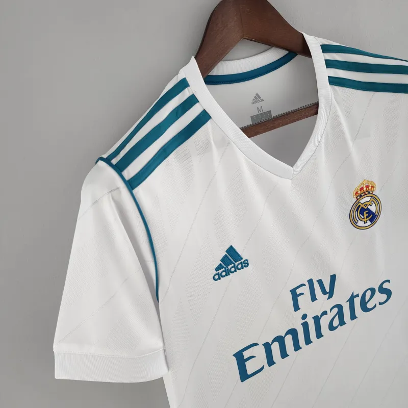 Maillot de football blanc rétro domicile du Real Madrid 2017-2018