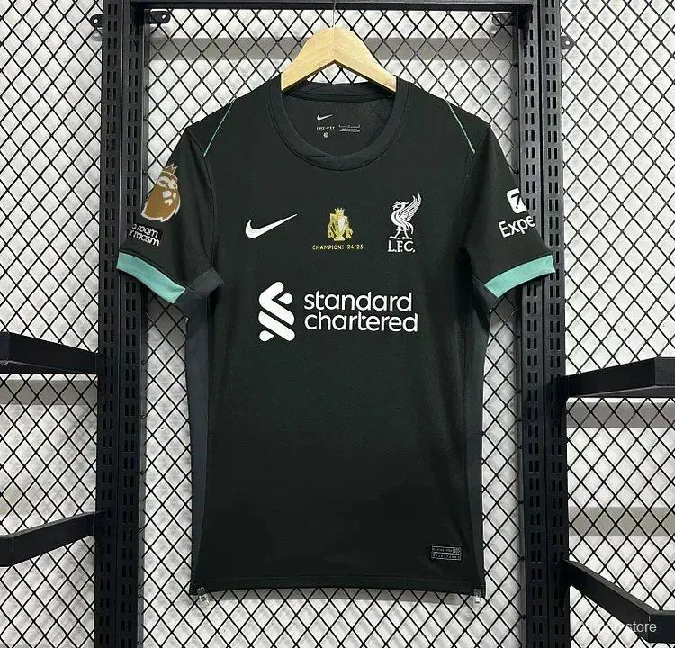 24/25 Liverpool With Champion Printing Away Black Jersey