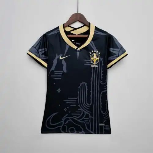 Campeonato do Mundo de 2022 Brasil Camisola de Futebol Feminina Preta