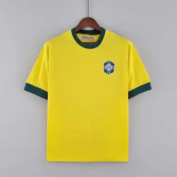 1970 Brazil Home #10 Pele Commemorate the King of Football Retro Jersey