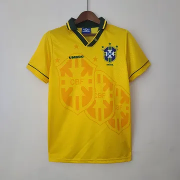 1993 Brazil Retro home yellow soccer jersey
