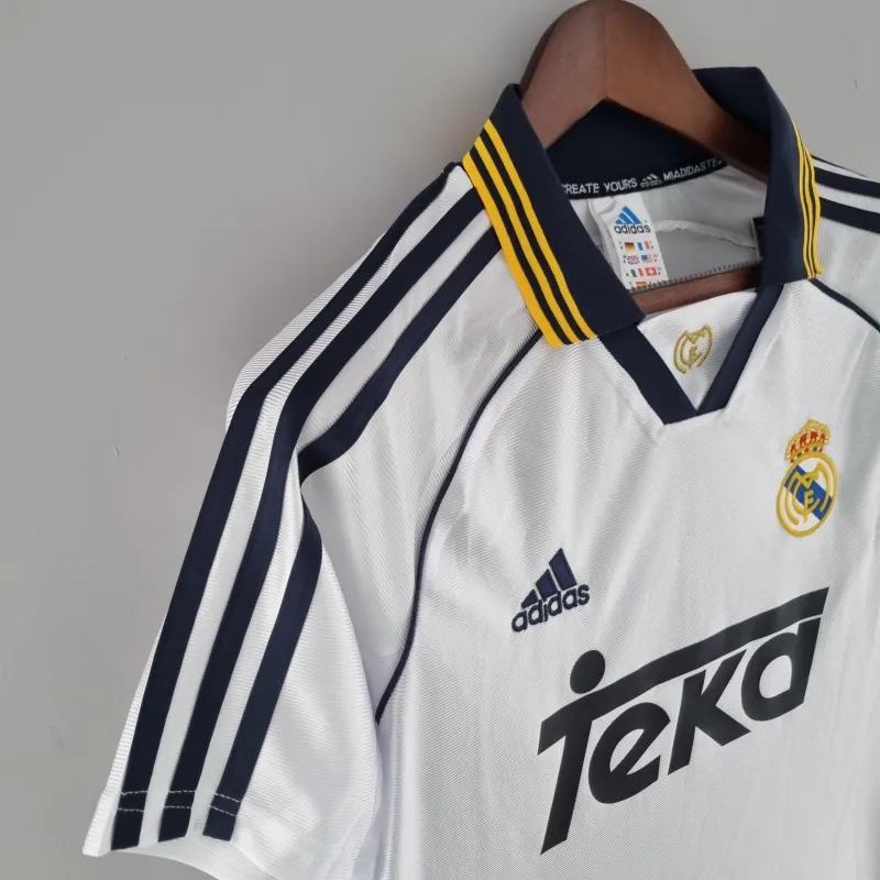 Camisola de futebol branca do Real Madrid Retro Home 2000
