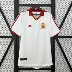 2000 Spain Away Retro Soccer Jersey - product photo 2000 Spain Away Retro Men's Soccer Jersey front view, showing classic white design.