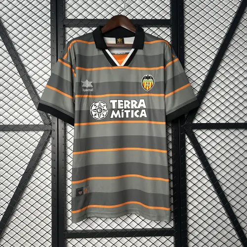 99/00 Valencia Retro Third away game maglia da calcio grigio