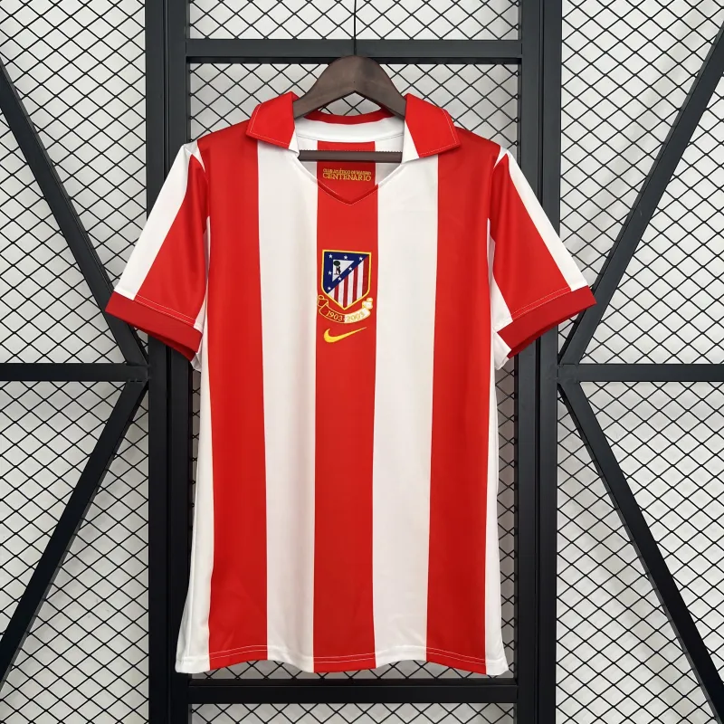 03/04 Atletico Madrid Centenary Home Stadium Retro Soccer Jersey