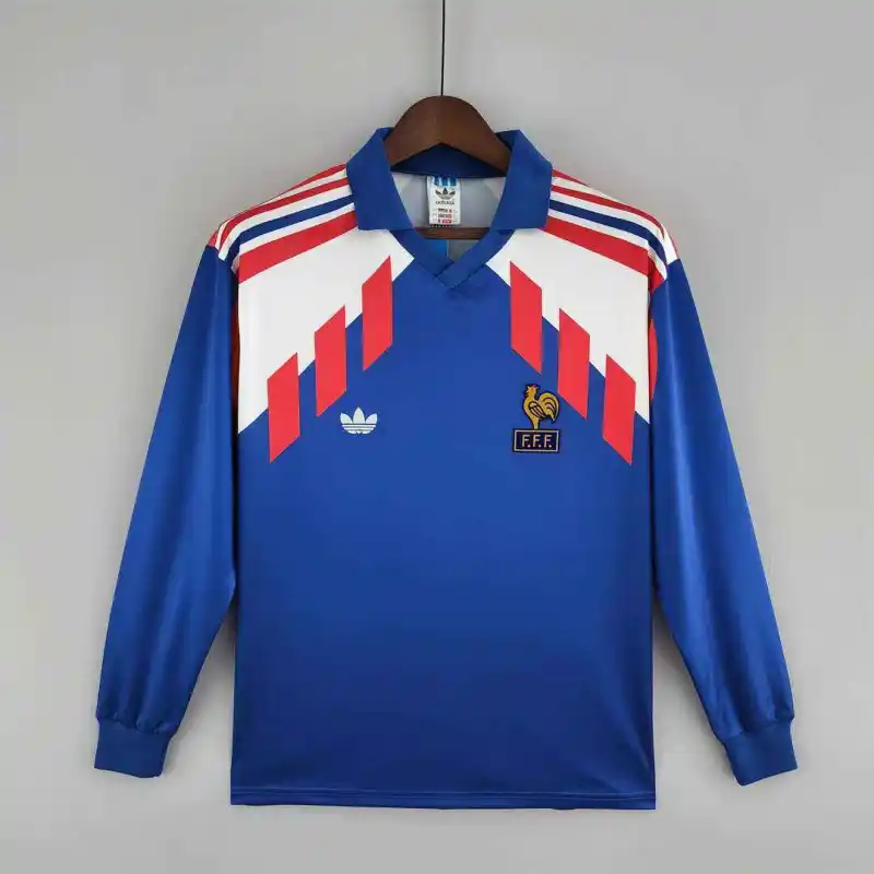 1988 France home long sleeve Retro Soccer Jersey