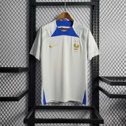 2022 World Cup France White Training Soccer Jersey - product photo 2022 World Cup France White Training Men's Soccer Jersey front view with team crest and sponsor.