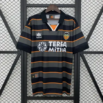 99/00 Valencia Retro Weg zwart voetbalshirt