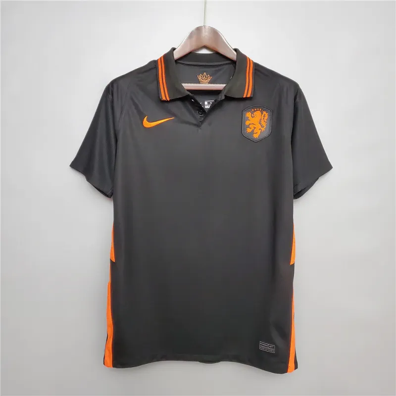 Maglia da calcio nera retrò dell'Olanda 2020.