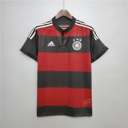 2014 World Cup Germany away Retro Soccer Jersey - product photo 2014 World Cup Germany away Retro Men's Soccer Jersey front, iconic black and red design.