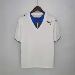 2006 World Cup Italy away white Retro Men's Soccer Jersey front view, classic design.