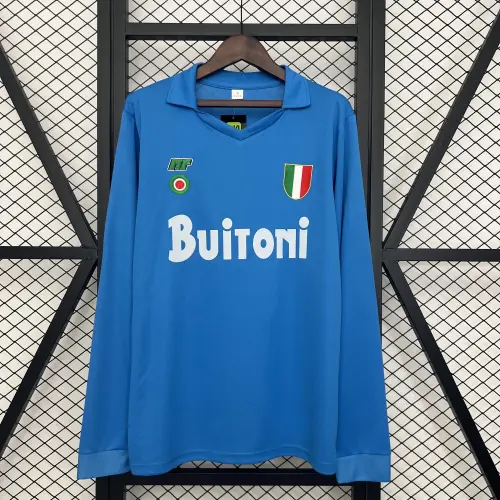 87/88 Camisola de manga comprida retro do Napoli em casa