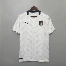 2020 Italy Away Retro White Soccer Jersey - product photo 2020 Italy Away Retro White Men's Soccer Jersey front, detailed crest.