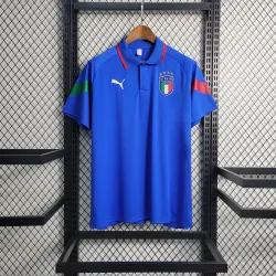 2023 Italy Blue Training POLO Jersey - product photo 2023 Italy Blue Training POLO Men's Jersey front view with national crest.