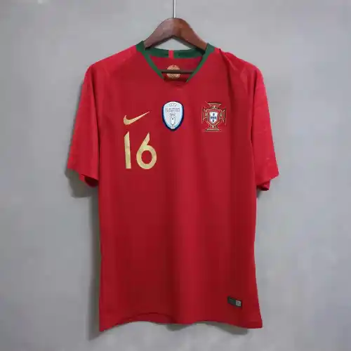 2018 Portugal casa Retro Copa Mundial de fútbol rojo Camisetas