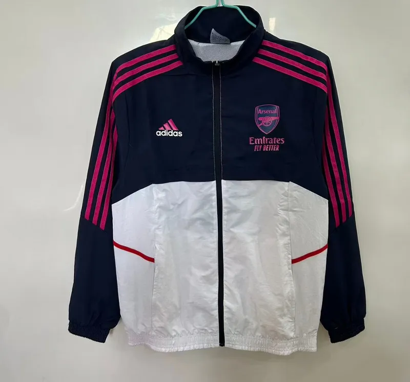 Giacca a vento Arsenal 25/26 nera, bianca e rosa