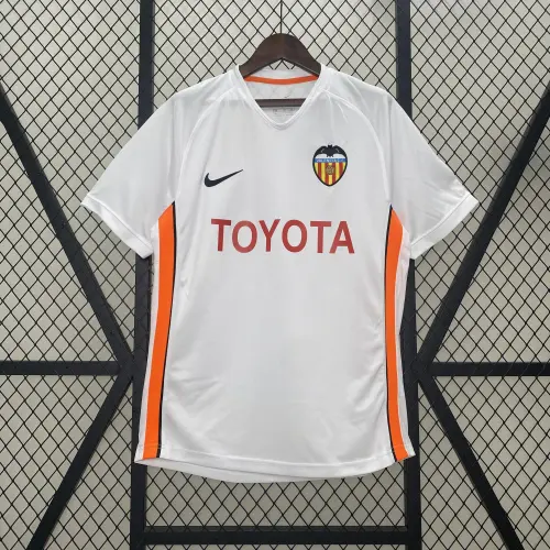 06/07 Valencia Retro Main white soccer jersey