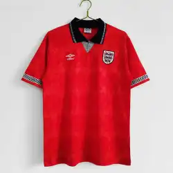 1990 England away Retro Men's Soccer Jersey, classic front view with crest.