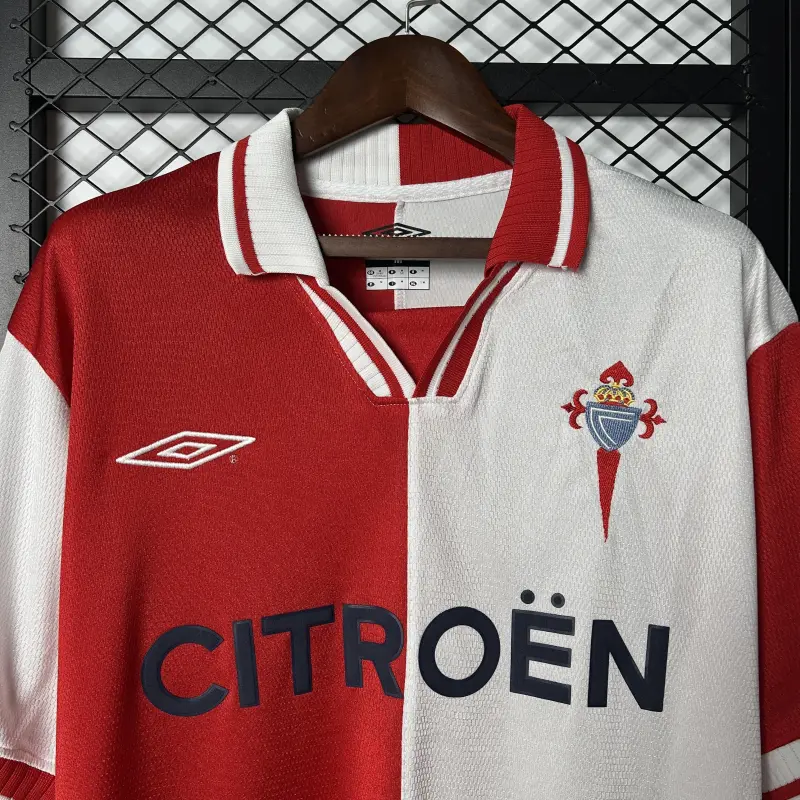 01/02 Camisola de futebol vermelha do Celta de Vigo Retro Away