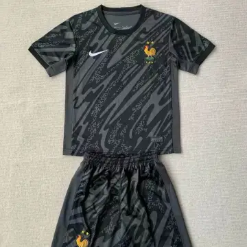 2024 France black goalkeeper Kids Kit