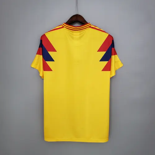 1990 Colombia Retro home yellow soccer jersey