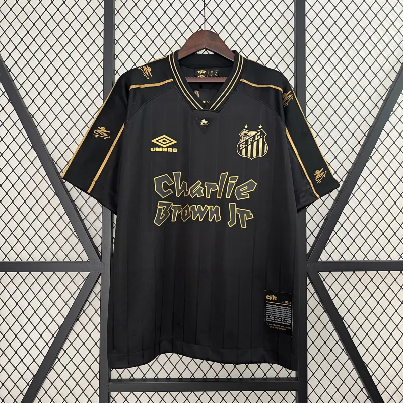 25/26 Santos-herdenkingseditie: zwart retro voetbalshirt