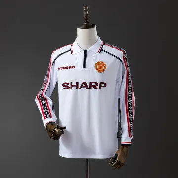 98-99 Manchester United White Retro Long Sleeve Jersey
