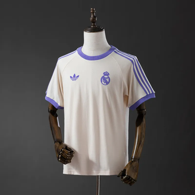 25/26 Real Madrid Adidas Originals 3/stripes beige Soccer Jersey
