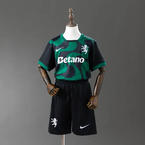 25/26 Sporting Lissabon – Alternatives schwarzes Kinder-Trikot
