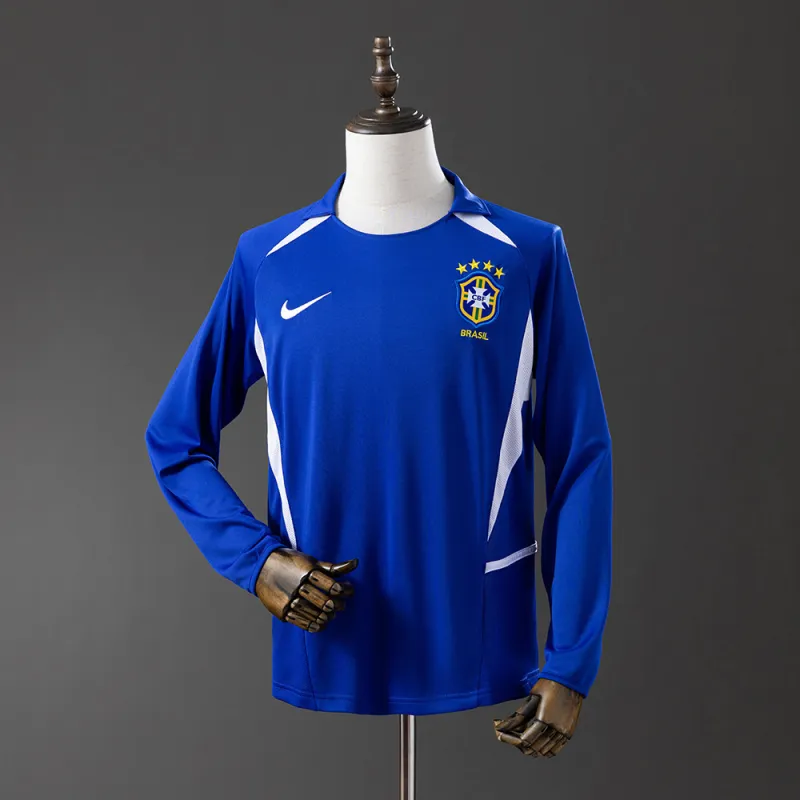 2002 World Cup Brazil Away Retro Long Sleeve Jersey