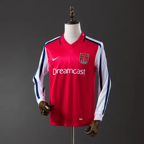 01/02 Camisola retro de manga comprida do Arsenal para jogar em casa
