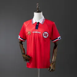 1998 World Cup Norway Home Retro Soccer Jersey - product photo 1998 World Cup Norway Home Retro Men's Soccer Jersey front view, showing team crest.