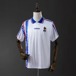 1994 France Away Retro Soccer Jersey - product photo 1994 France Away Retro Men's Soccer Jersey front, displaying team crest and colors.