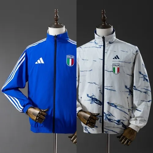 Trench-coat réversible bleu et blanc coupe-vent Italie 2025
